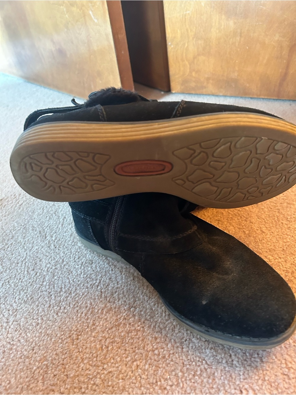 BearPaw Women's Black Suede Winter Boot with Rubber Sole